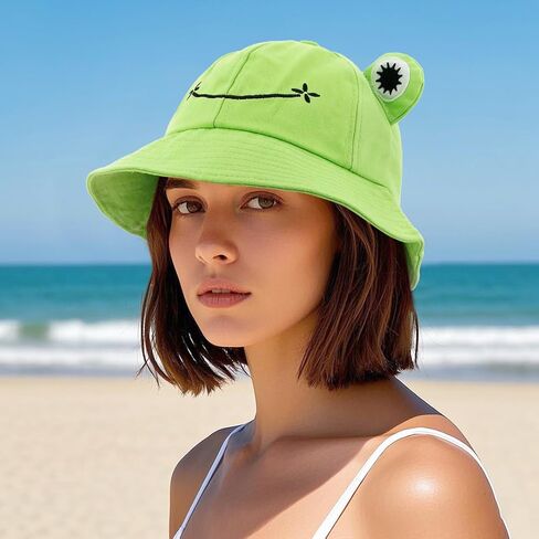 Haoohu 5 Pieces Frog Hat Adults Frog Bucket Hat Travel Beach Festival Summer Sun Hat Dress up Party Animal Headwear in Kuwait