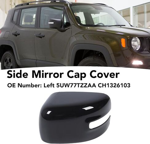 Side Mirror Cap Cover Black, Weatherproof Rearview Mirror Cover, Scratch Resistant Side Rearview Wing Mirror Cap for Renegade 2015 to 2019 (Left 5UW77TZZAA CH1326103) in Saudi Arabia