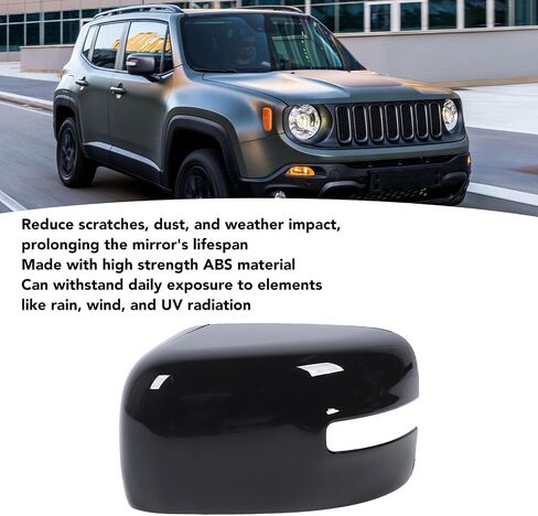 Side Mirror Cap Cover Black, Weatherproof Rearview Mirror Cover, Scratch Resistant Side Rearview Wing Mirror Cap for Renegade 2015 to 2019 (Left 5UW77TZZAA CH1326103) in Saudi Arabia