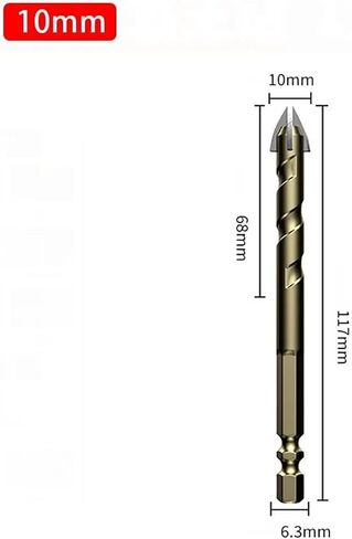3-12mm Cross Hexagon Tile Drill Bit Carbide Alloy Cross Tile Drill Bit Multifunctional Drilling Tools for Glass Metal Ceramic 1Pcs(3mm) in Kuwait