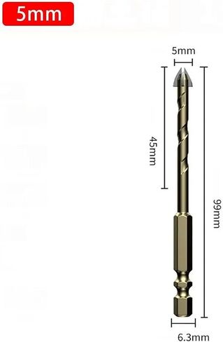 3-12mm Cross Hexagon Tile Drill Bit Carbide Alloy Cross Tile Drill Bit Multifunctional Drilling Tools for Glass Metal Ceramic 1Pcs(3mm) in Kuwait