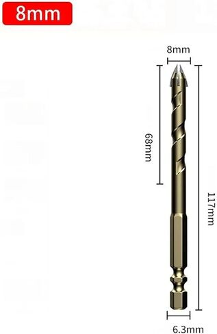 3-12mm Cross Hexagon Tile Drill Bit Carbide Alloy Cross Tile Drill Bit Multifunctional Drilling Tools for Glass Metal Ceramic 1Pcs(3mm) in Kuwait