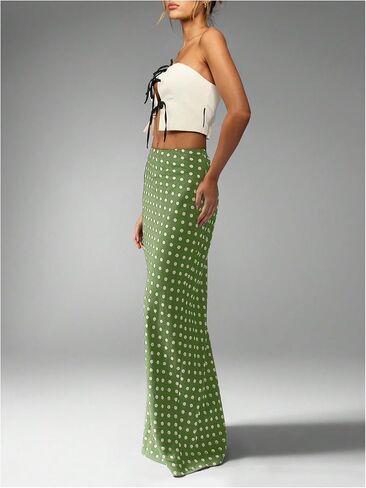 SOLY HUX Women's Polka Dots Maxi Jaxi Thisplictilty Closts Long Terts Out outfits in Kuwait