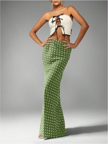 SOLY HUX Women's Polka Dots Maxi Jaxi Thisplictilty Closts Long Terts Out outfits in Kuwait