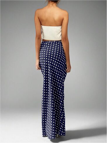 SOLY HUX Women's Polka Dots Maxi Jaxi Thisplictilty Closts Long Terts Out outfits in Kuwait