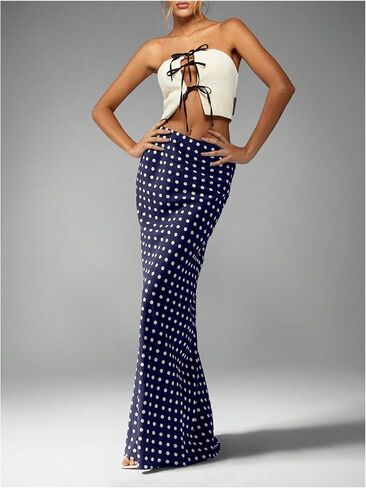 SOLY HUX Women's Polka Dots Maxi Jaxi Thisplictilty Closts Long Terts Out outfits in Kuwait