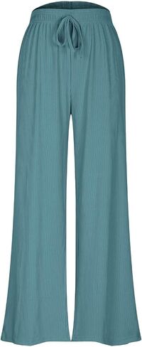Ribbed Sweatpant for Women Wide Leg High Waisted Trouser with Drawstring Baggy Fall Y2K Yoga Pants Casual Jogger Pant in Saudi Arabia
