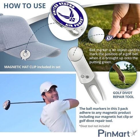 PinMart’s Officially Licensed United States Pack of 3 Magnetic Golf Ball Markers and Hat Clip - Golf Accessories for Men and Women - Ball Markers and Hat Clip with Magnet for Hats in Saudi Arabia