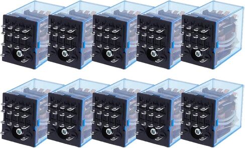 My4NJ التتابع الطاقة الكهرومغناطيسية ، 14 دبوس ، AC/DC 12V-380V ، 10 عبوة مع مقبس DIN Rail in Saudi Arabia