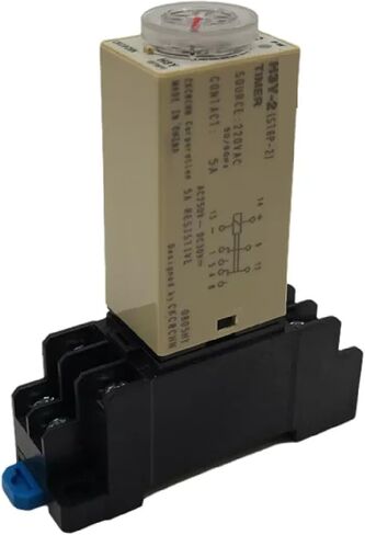 H3Y-2 Time Delay Relay ، DPDT ، AC220V/DC24V/12V ، 10S-60M Timer Range ، مع مقبس أساسي (60 دقيقة AC220V) in Saudi Arabia