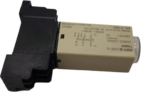 H3Y-2 Time Delay Relay ، DPDT ، AC220V/DC24V/12V ، 10S-60M Timer Range ، مع مقبس أساسي (60 دقيقة AC220V) in Saudi Arabia