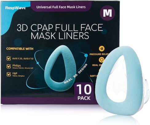 CPAP Mask Liners, 3D Mask Cushion Cover, Reduce Air Leakage, Compatible w/ResMed F20/F10, F&P Simplus & Vitera, Philips Full Face Masks CPAP Supplies Accessories, Size M 10PCS (Cushions NOT Included) in Kuwait