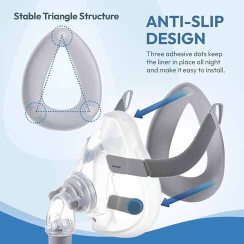 CPAP Mask Liners, 3D Mask Cushion Cover, Reduce Air Leakage, Compatible w/ResMed F20/F10, F&P Simplus & Vitera, Philips Full Face Masks CPAP Supplies Accessories, Size M 10PCS (Cushions NOT Included) in Kuwait
