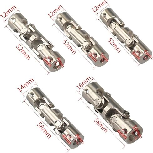 Universal Joints 4/5/6/8/10mm Boat Car Shaft Coupler Three-section Universal Joint Coupling Motor Connector With M3/M4 Screw Metal Cardan Joint for connecting model cars, model ships, robots, et(5mm-5 in Saudi Arabia