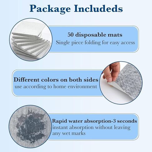 50 PCS الحصير البولية القابلة للتصرف للرجال الحمام منصات البول التجارية للرجال من أجل الحصير المرحاض للرجال غير المنزلق مياه مزيل العرق في حامي أرضية من البول ، رمادي (سداسي) in Kuwait