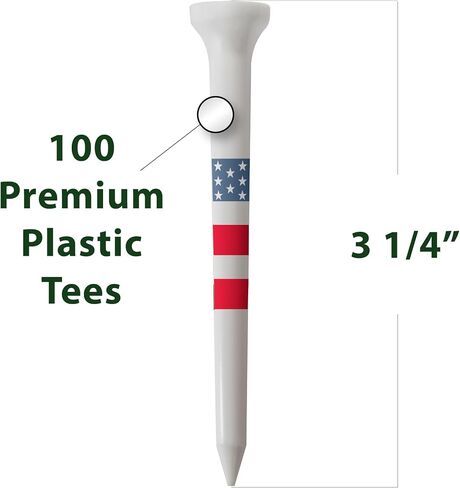 Tees Golf - 3 1/4 "طويل - مصنوع من بلاستيك متين - ملحقات الجولف للرجال والنساء - مصنوعة في الولايات المتحدة الأمريكية in Kuwait
