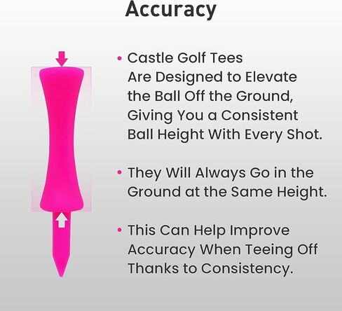 Golf Castle Tees Plastic Step Down Unbreakable Mixed Value 60 Count, 2 3/4, 2 1/4, 1 1/2 Inch Tee Length Pack Available for Practice in Kuwait