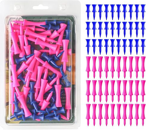 Golf Castle Tees Plastic Step Down Unbreakable Mixed Value 60 Count, 2 3/4, 2 1/4, 1 1/2 Inch Tee Length Pack Available for Practice in Kuwait