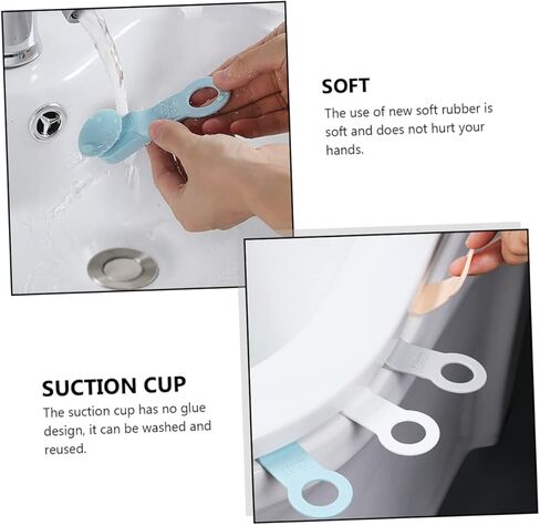 NUOBESTY 4pcs Toilet Seat Lifter Handles Anti-touch Bathroom Accessory for Hygienic Use Suction Cup Design for Easy Lifting Fits Toilet Seats White Gray Light Pink Light Blue in Saudi Arabia