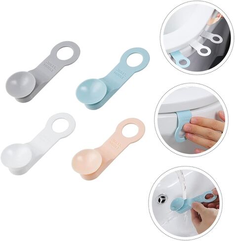 NUOBESTY 4pcs Toilet Seat Lifter Handles Anti-touch Bathroom Accessory for Hygienic Use Suction Cup Design for Easy Lifting Fits Toilet Seats White Gray Light Pink Light Blue in Saudi Arabia