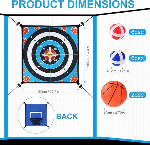 Double Sided Trampoline Game Accessory Set, Include Basketball Hoop Attachment and Dart Game Oxford Cloth Trampoline Game Attachments for Kids Adults(Blue) in Saudi Arabia