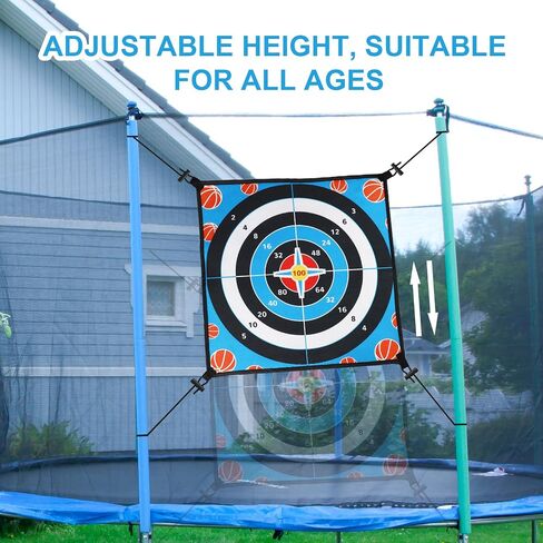 Double Sided Trampoline Game Accessory Set, Include Basketball Hoop Attachment and Dart Game Oxford Cloth Trampoline Game Attachments for Kids Adults(Blue) in Saudi Arabia