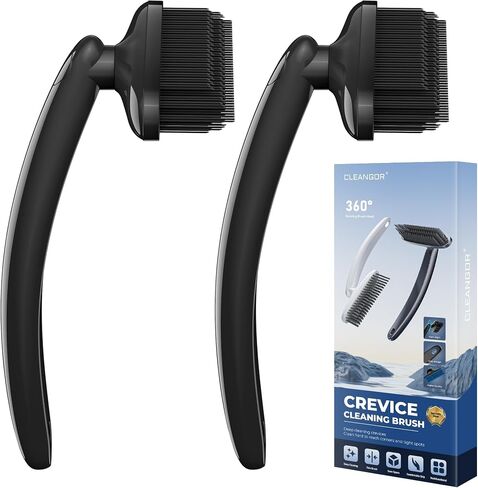 فرشاة التدوير - فرش تنظيف Crevice الدوارة ، أساسيات المنزل ، أداة فرشاة التنظيف الأنظف ، لوازم التنظيف للاستحمام ، الحمام ، المطبخ ، المرحاض ، النافذة (2 ، أسود) in Kuwait