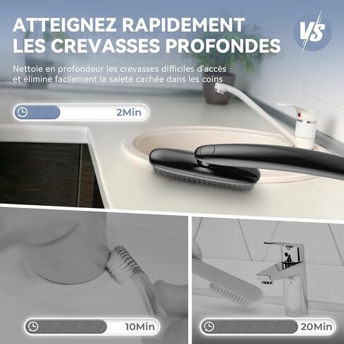 فرشاة التدوير - فرش تنظيف Crevice الدوارة ، أساسيات المنزل ، أداة فرشاة التنظيف الأنظف ، لوازم التنظيف للاستحمام ، الحمام ، المطبخ ، المرحاض ، النافذة (2 ، أسود) in Kuwait