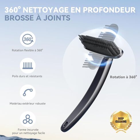 فرشاة التدوير - فرش تنظيف Crevice الدوارة ، أساسيات المنزل ، أداة فرشاة التنظيف الأنظف ، لوازم التنظيف للاستحمام ، الحمام ، المطبخ ، المرحاض ، النافذة (2 ، أسود) in Kuwait
