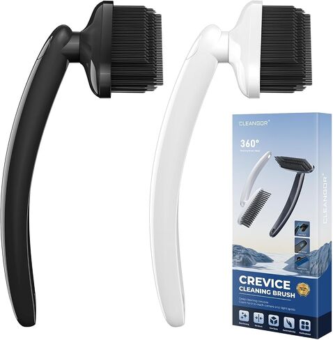 فرشاة التدوير - فرش تنظيف Crevice الدوارة ، أساسيات المنزل ، أداة فرشاة التنظيف الأنظف ، لوازم التنظيف للاستحمام ، الحمام ، المطبخ ، المرحاض ، النافذة (2 ، أسود) in Kuwait