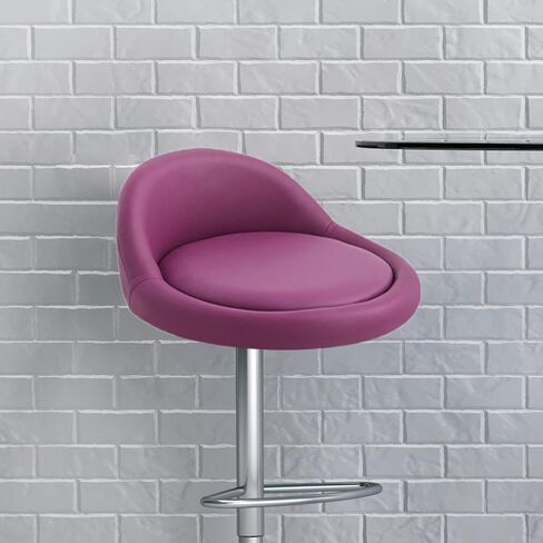 Seat Stool,Chair Round Replacement,Chair Seating Stool with Low Backrest PU Leather Accessory, Purple in Saudi Arabia