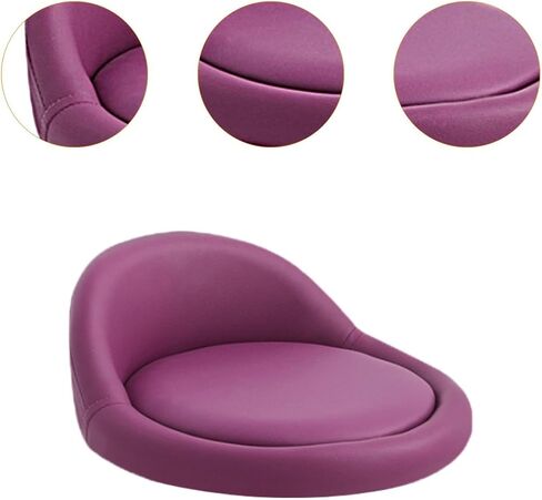 Seat Stool,Chair Round Replacement,Chair Seating Stool with Low Backrest PU Leather Accessory, Purple in Saudi Arabia