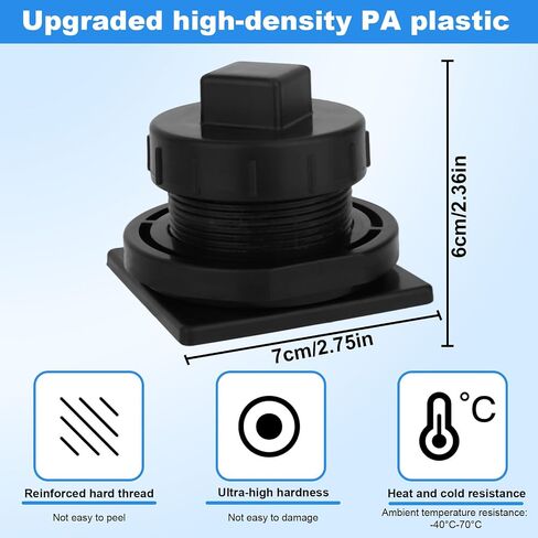 Stock Tank Drain Plug with Tape, Plastic Leak-Proof Stock Tank Plug Replacement Parts Fit for Rubbermaid 50/70/100/150/300 Gallon Commercial Tanks Accessories in Saudi Arabia