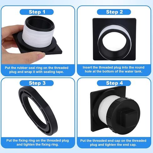 Stock Tank Drain Plug with Tape, Plastic Leak-Proof Stock Tank Plug Replacement Parts Fit for Rubbermaid 50/70/100/150/300 Gallon Commercial Tanks Accessories in Saudi Arabia