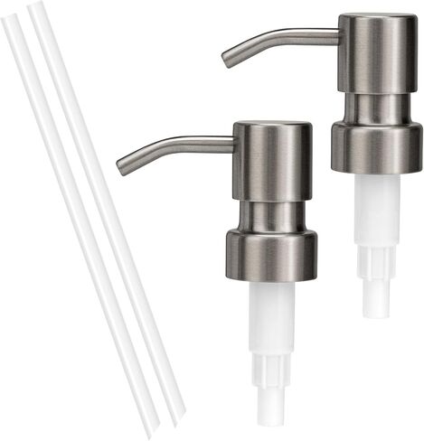 304 Stainless Steel Soap Dispenser Pump Replacement for Standard 28/400 Thread Size for Liquid Soap Lotion Refill Flat Top Dispenser Pumps Kitchen Bathroom 2 Pack(Brushed Nickel) in Saudi Arabia