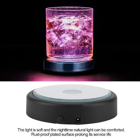Yosoo 3 Pcs LED Light Base Stand Multicolor Adjustable Display Stand for Glass Bottles Crystal Art Figurines Decoration Round Show Base in Saudi Arabia