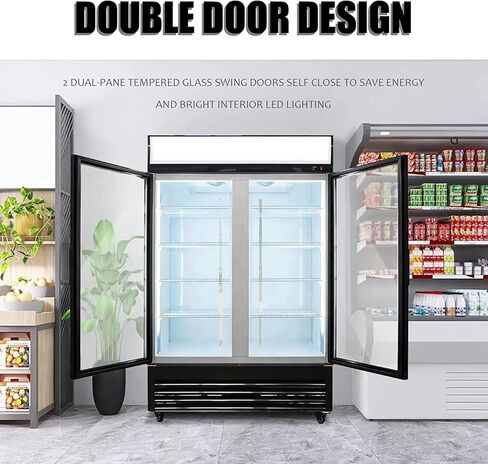 51" Commercial Glass 2 Door Display Refrigerator Merchandiser - Upright Beverage Cooler With Led Lighting in Saudi Arabia