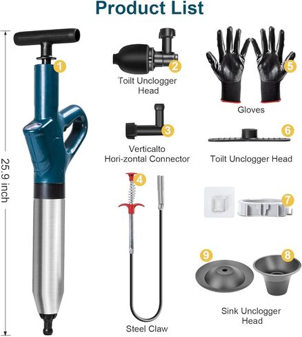 مزيل سد الصرف الصحي للمرحاض ، وصافل الضغط عالي الضغط -مكبس الهواء مع مقياس حقيقي في الوقت المناسب ، ومرحاض الفولاذ المقاوم للصدأ للحمام المسدود ، والوعة ، والمسلسل المطبخ in Kuwait