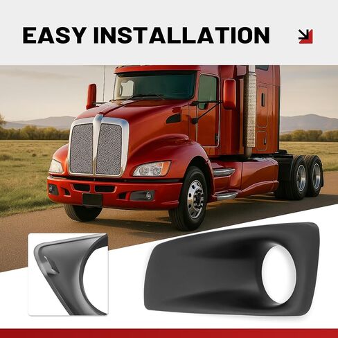 HECASA زوج الضباب الضباب الإطار المتوافق مع 2008-2015 KENWORTH T660 بديل لـ N181002200 N181002200R غطاء مصباح الضباب تقليم أسود - سائق ومسافر جانب in Kuwait
