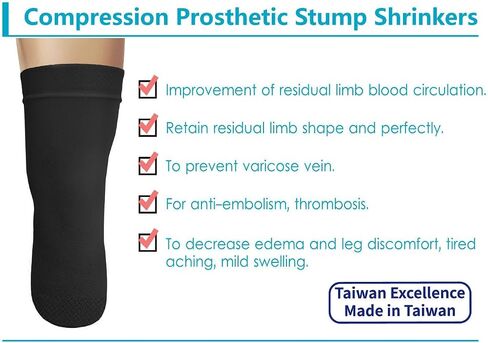 Stump Stump Merrinkers-Below Knee ، 50 سم ، ضغط ، جوارب مبتورة ، 20-30 ، الاستخدام اليومي ، Taiwan Excellence 2XL in Kuwait