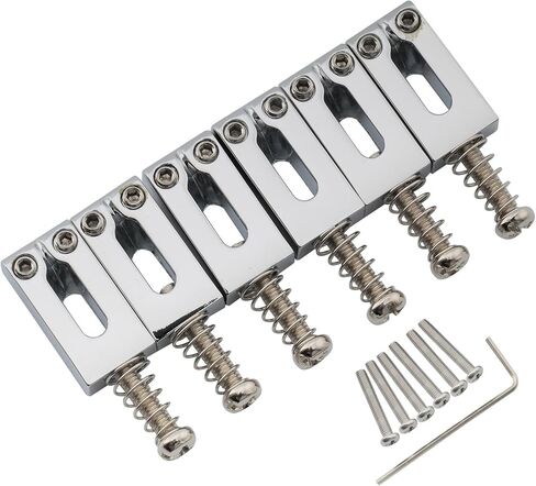 MusicLily Pro 10.8mm Modern Style Zinc Alloy Bridge Bridge for Import Strat Tele Electric Guitar ، Chrome (مجموعة من 6) in Kuwait