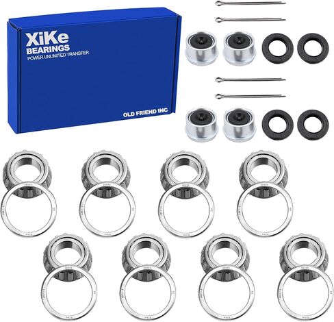 XiKe 2 Set Fits for 1-1/16'' Axles Trailer Wheel Hub Bearings Kit, L44649/L44610 and 12192TB Seal OD 1.980'', Dust Cover and Cotter Pin, Rotary Quiet High Speed and Durable. in Kuwait