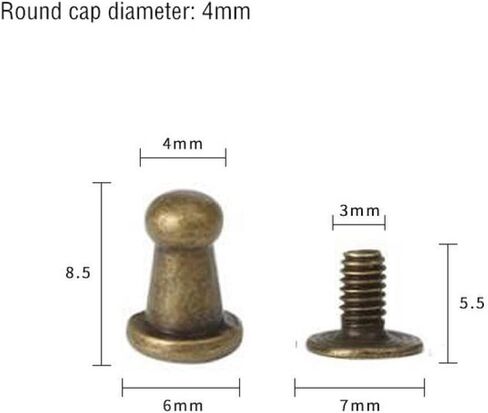 مسامير شيكاغو ، المسامير ， 20sets حزام جلدي جولة رأس الراهب مسامير سبيكة المعادن برغي مسامير الأزرار مسامير ديكور الأظافر الأظافر (أسود ، رأس الراهب 5 ملم) in Kuwait