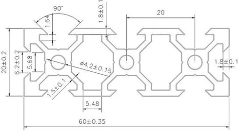 2 Pieces 2060 V Slot Aluminum Profile Extrusion Frame Anodized 200-1000 Length Black(500mm) in Saudi Arabia
