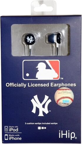iHip MLF10169NYY MLB New York Yankees Printed Ear Buds, Blue/White in Kuwait