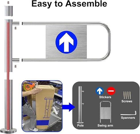 بوابة باب واحدة من الفولاذ المقاوم للصدأ ، باب للمشاة للسوبر ماركت ومدخل المكتبة ، لسوبر ماركت مراكز التسوق في المطاعم ، One Way Door (يسار) (50 × 97 سم) in Kuwait