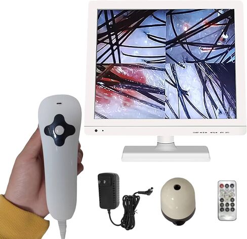 17 Inch Skin Scalp Detector, Multi‑Functional Hair Skin Analyzer, Hair Follicle Skin Tester Machine, with 200X Lens for Beauty Salon, Hair Salon,Standard Model in Kuwait