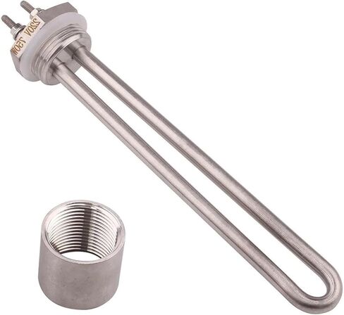 1pcs DN25 Heating Element U Type Immersion Water Heater with 1Inch Thread Electric Tubular Heater 12v 100/150/200w 24v 300w/900w(with locknut,12v 150w) in Saudi Arabia