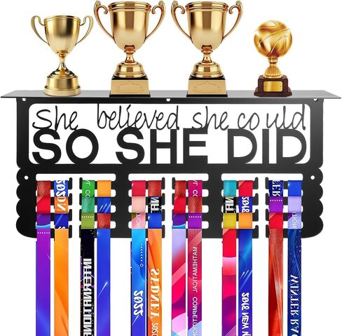Metal Trophy&Medal Display Shelf - Easy to Install Medal Hanger with Trophy Shelf, Holder for Running Race Wrestling Medals in Saudi Arabia