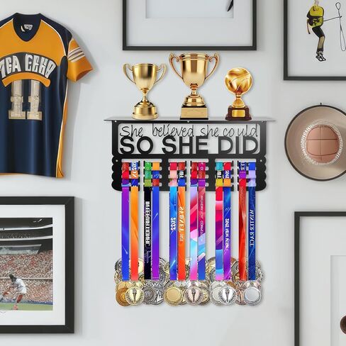 Metal Trophy&Medal Display Shelf - Easy to Install Medal Hanger with Trophy Shelf, Holder for Running Race Wrestling Medals in Saudi Arabia